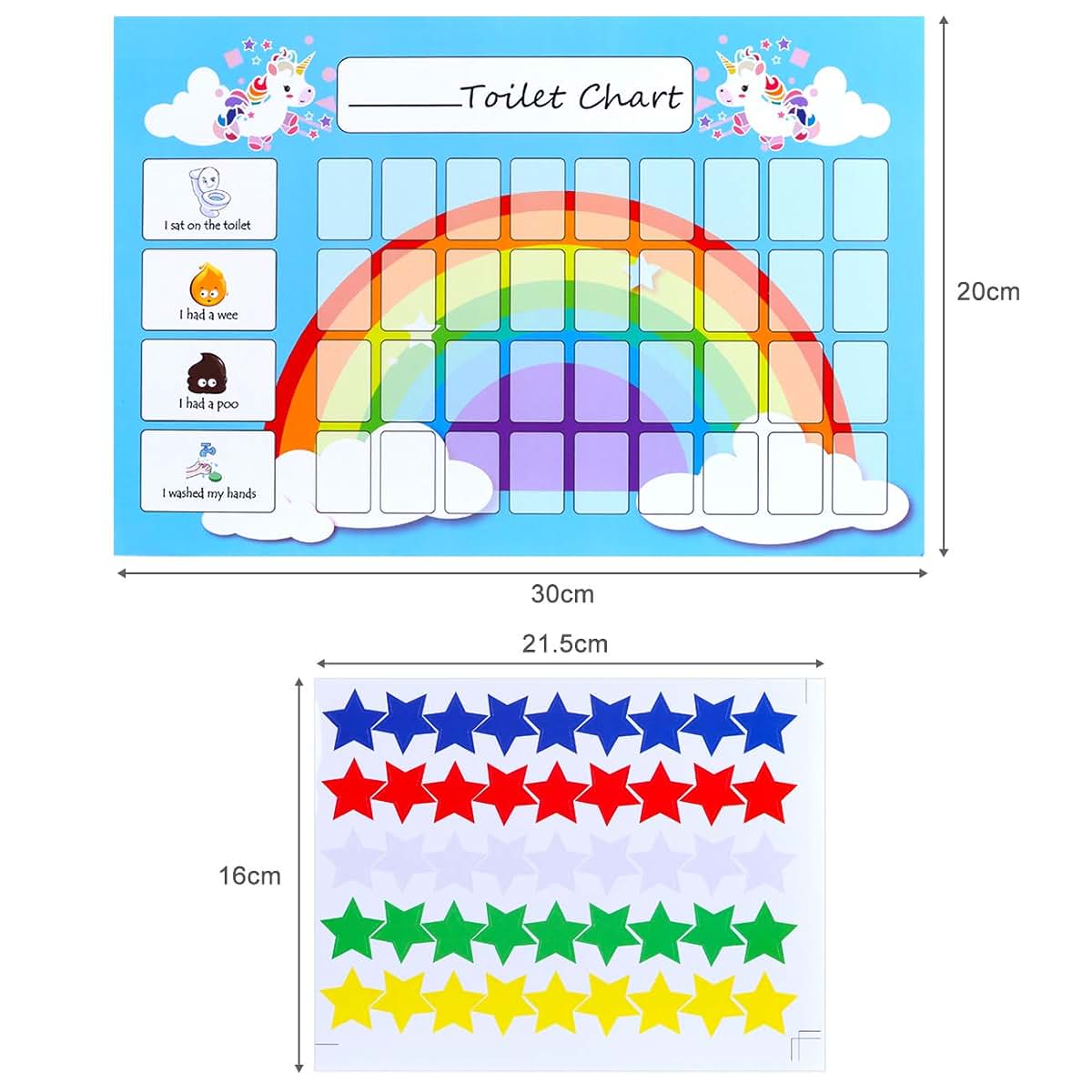 Unicorn Rainbow Potty Training Chart Twin Pack with Stickers