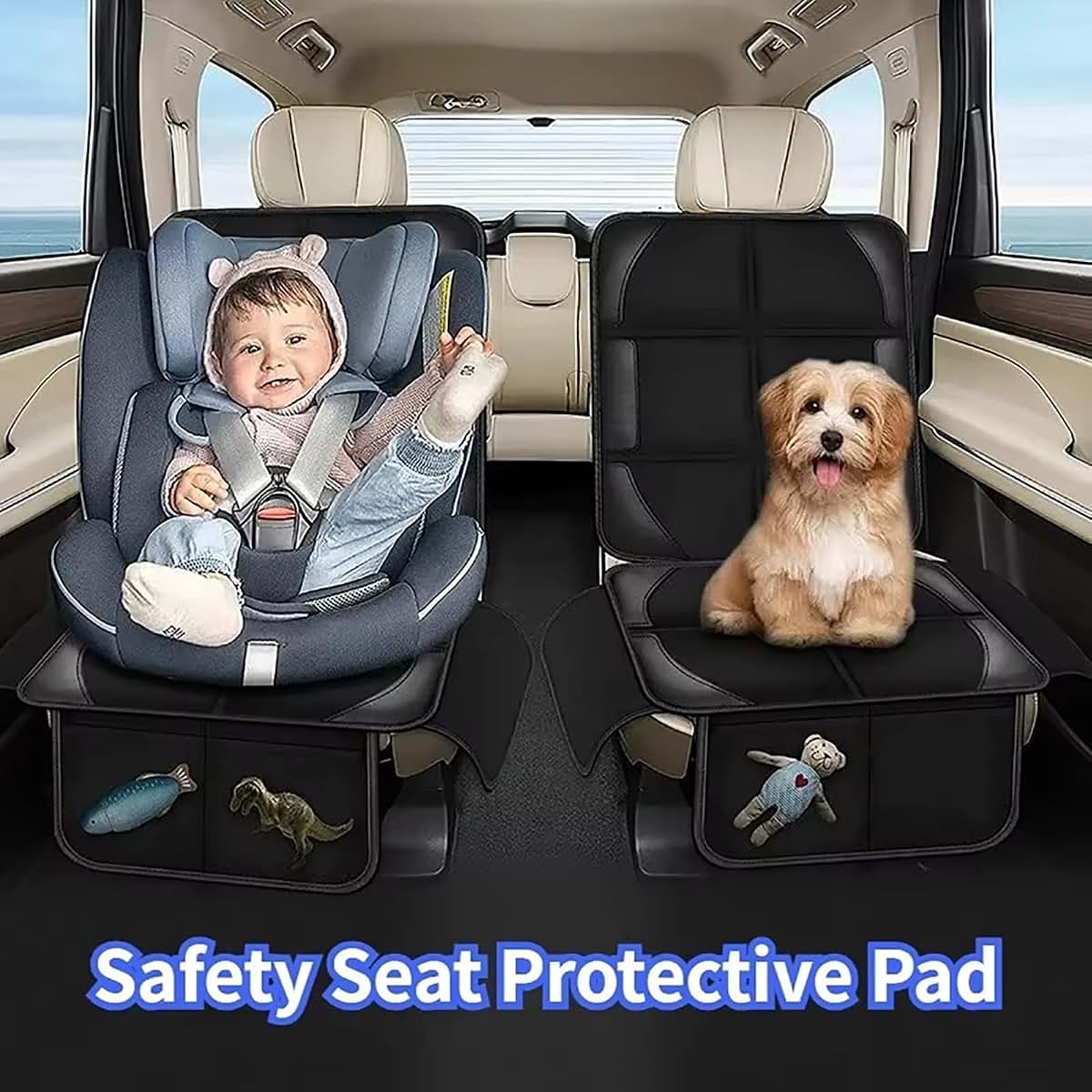 FALMDCQ Pack of 2 Car Seat Protective Covers, Baby Safety Seat Pads and Kick Mat (photo 4)