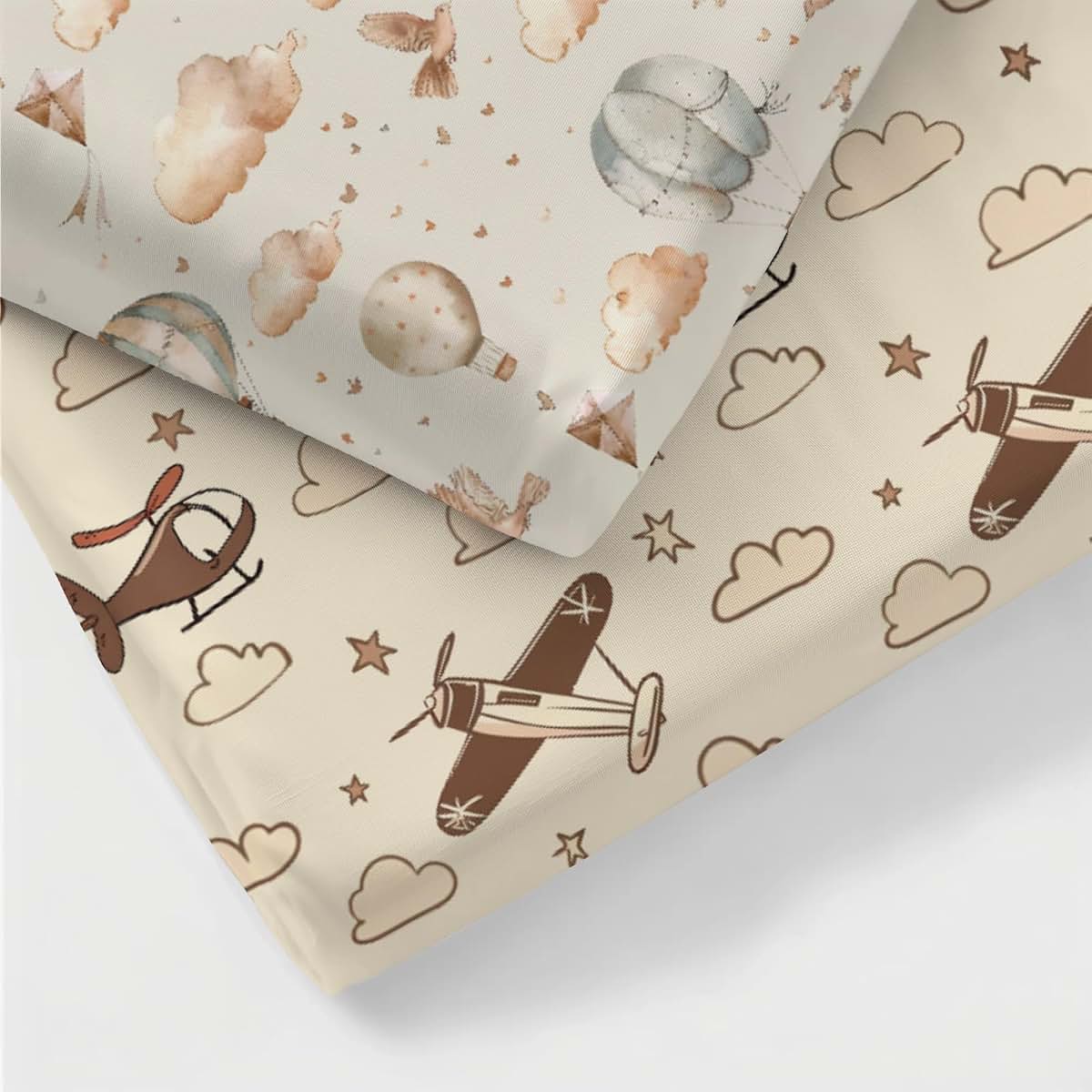 KuphiL10C 2 Pack Vintage Hot Air Balloon Crib Fitted Sheets, 28x52