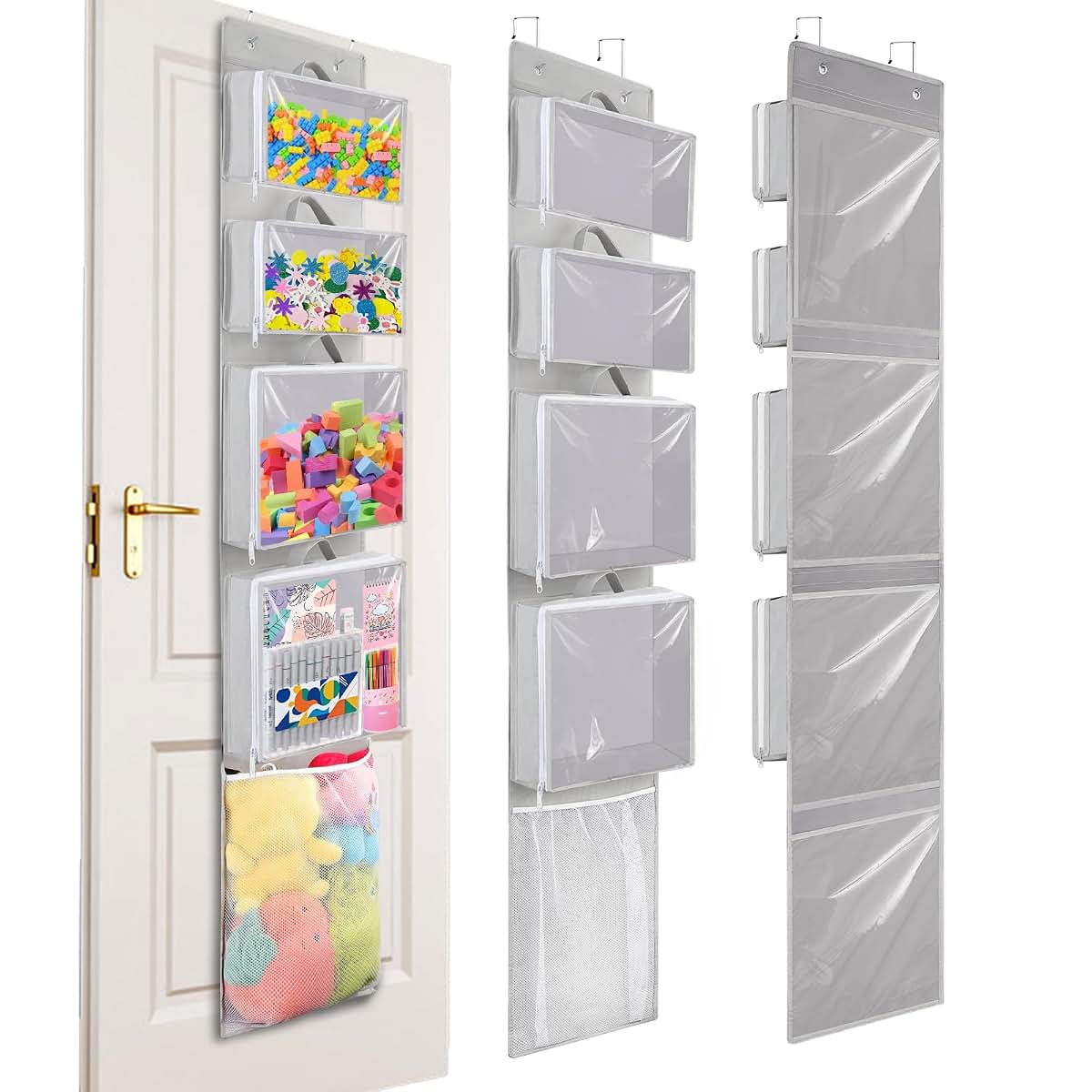 Woodoulogy Over Door Organizer with Removable Pouches for Toy Storage