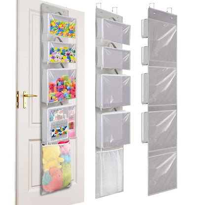 Woodoulogy Over Door Organizer with Removable Pouches for Toy Storage