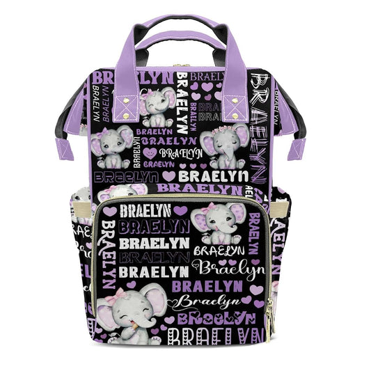 YallLocoMo Personalized Elephant Diaper Bag Gift Elephant Heart Monogram Ultimate Nappy Bag: Baby Diaper Bag