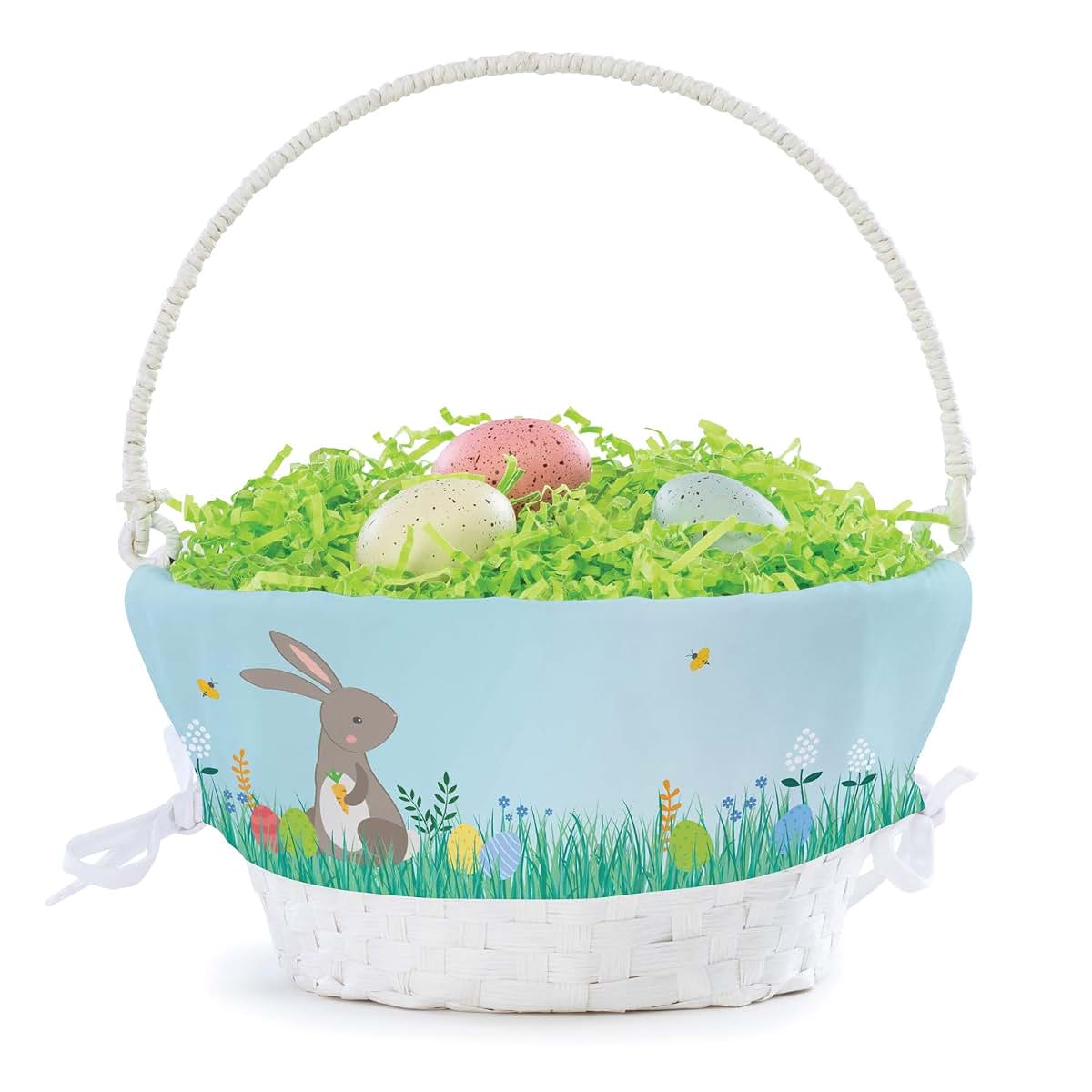 Personalized Planet Personalized Meadow Easter Egg Basket with Handle and Custom Name | Boy Bunny Easter Basket Liners (photo 4)