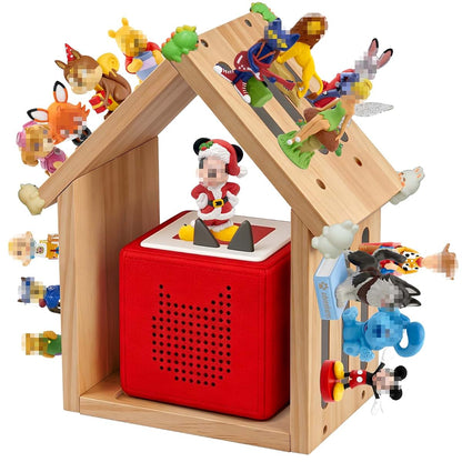 JGTIMBSTRG for Tonies Shelf Wall Organizer House-Shaped Magnetic Wooden Storage