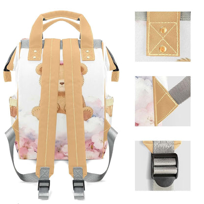 Joyestore Personalized Cute Teddy Bear Pink Custom Mom Bag with Name,Dad and Mom Diaper Backpack Waterproof Baby Shower (photo 4)
