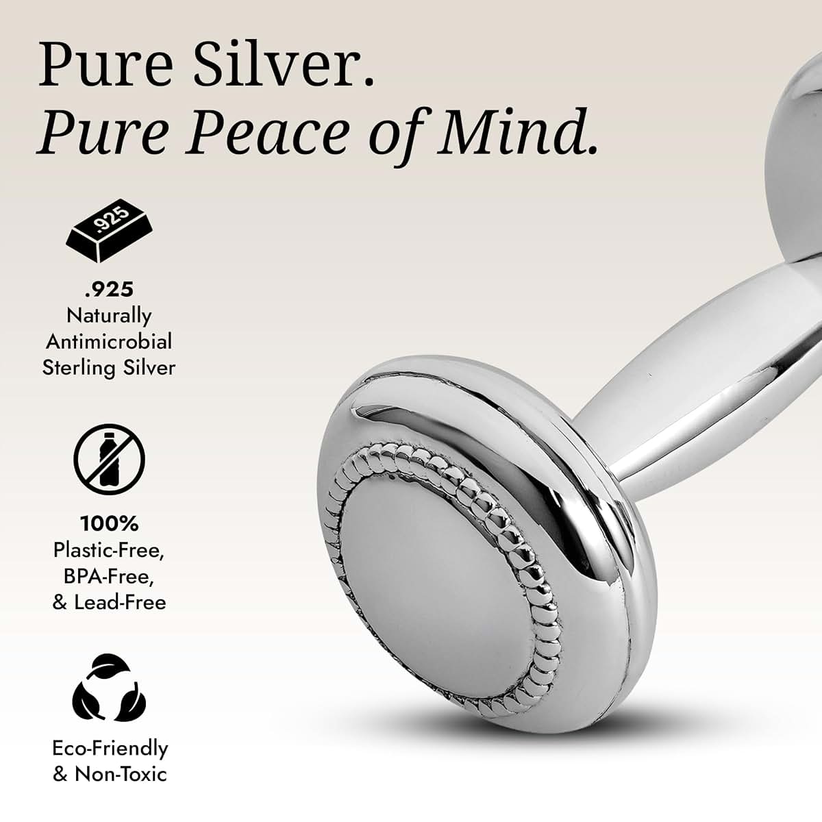 Krysaliis Miza Sterling Beaded Silver Dumbbell Rattle (photo 4)