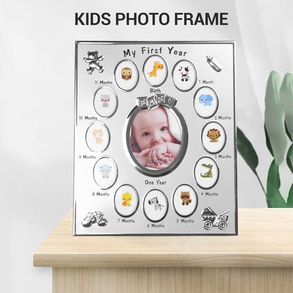 Kqcibz My First Year Baby Photo Frame, Silver Rectangular 12-Month Picture Display (photo 4)