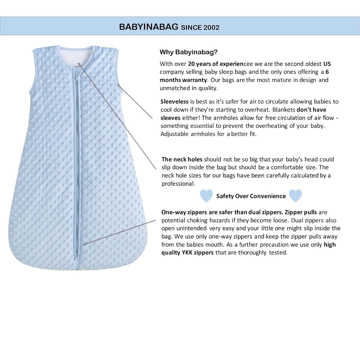BabyinaBag Very Warm 2.5 Tog Quilted Winter Baby Sleep Bag Plush Minky Dot