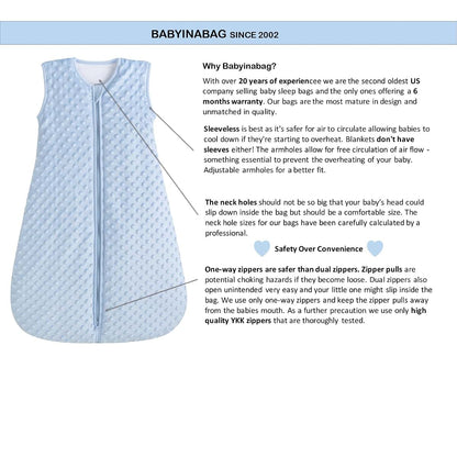 BabyinaBag Very Warm 2.5 Tog Quilted Winter Baby Sleep Bag Plush Minky Dot