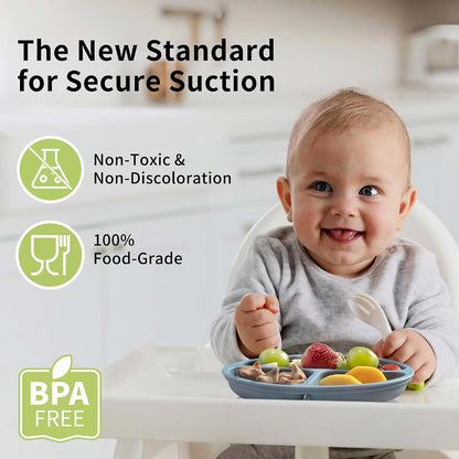 BebeCalin Suction Plates for Baby - 3 Pack Silicone Suction Plates for Toddlers Self Feeding - Baby Plates for High (photo 2)