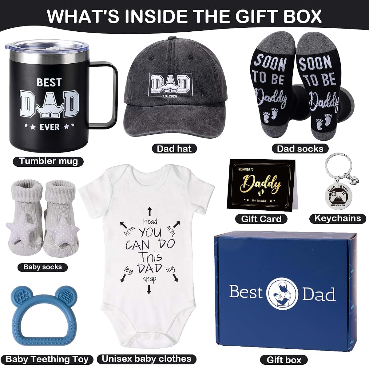 New Dad Gift Set Kit with Tumbler, Hat, and Apparel