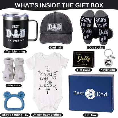 New Dad Gift Set Kit with Tumbler, Hat, and Apparel