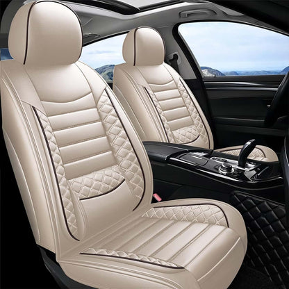 WQCXYHW Jeep Gladiator Seat Covers 2020-2026, 5-Piece Faux Leather Waterproof Set, Beige
