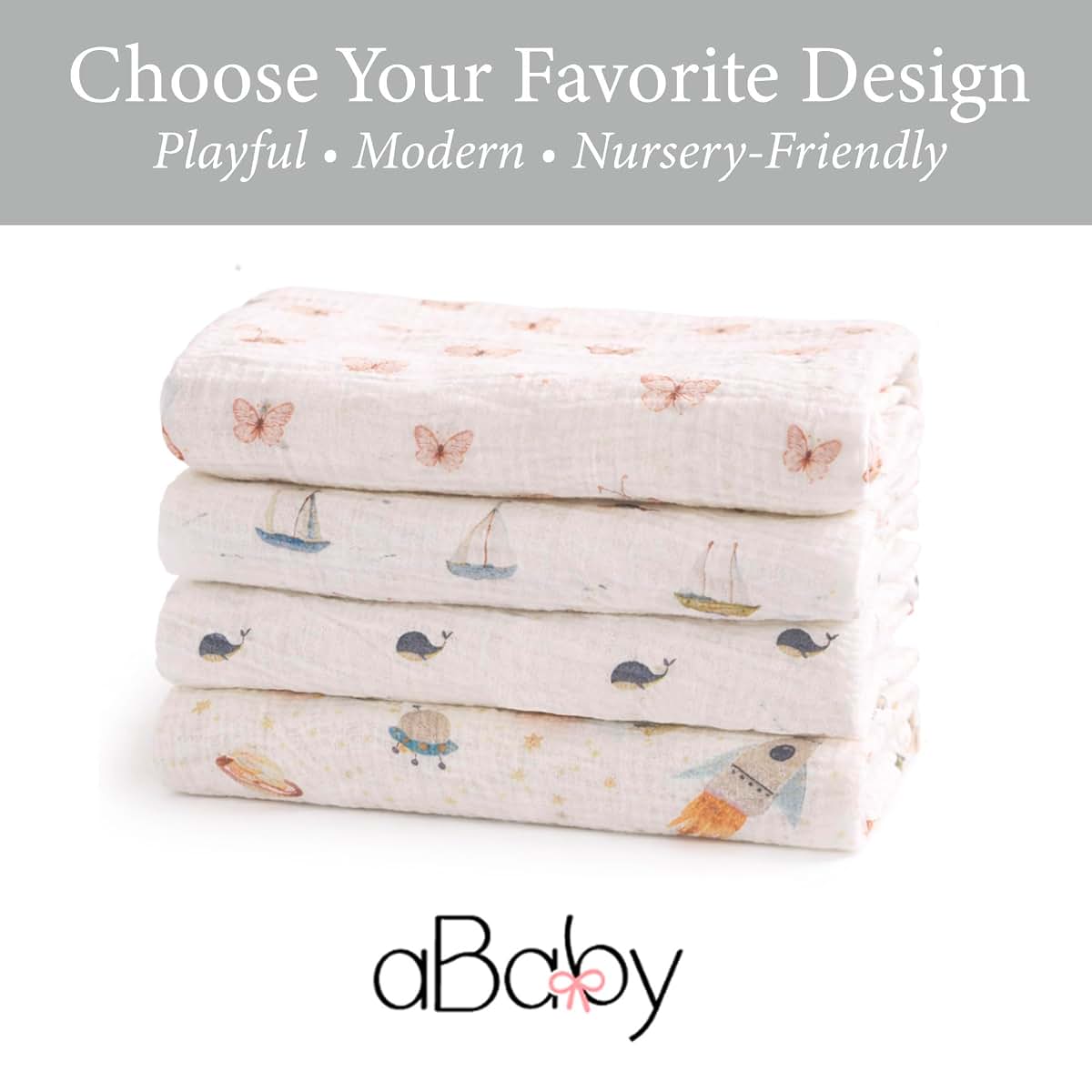 Ababy Custom Size Baby Fitted Sheet In Muslin Cotton - Whale Print (photo 3)