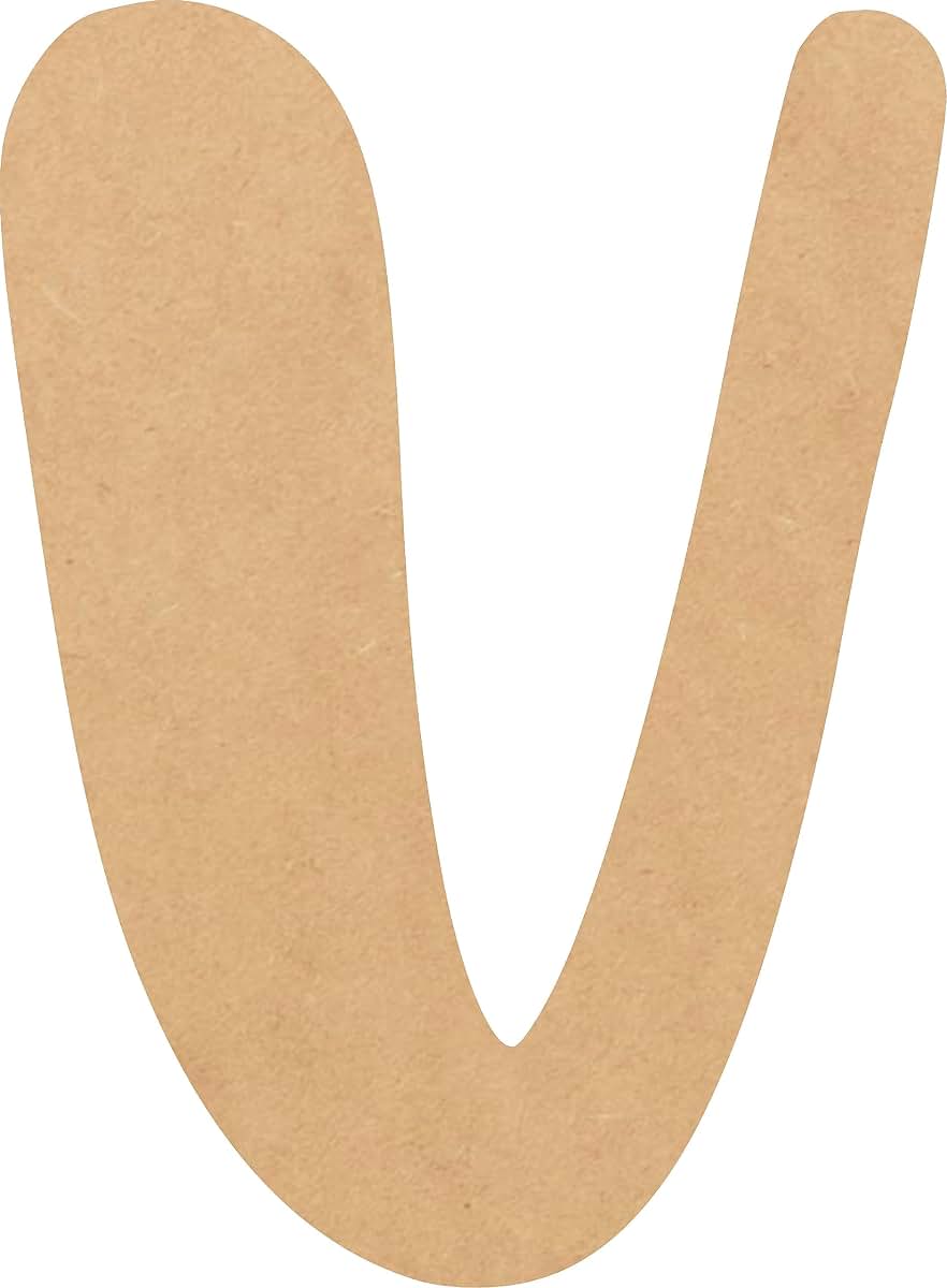 NEXTCraft Unfinished Wooden Letter V, 4-Inch Tall MDF, Bright Orchid