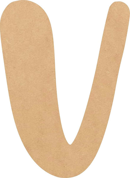 NEXTCraft Unfinished Wooden Letter V, 4-Inch Tall MDF, Bright Orchid