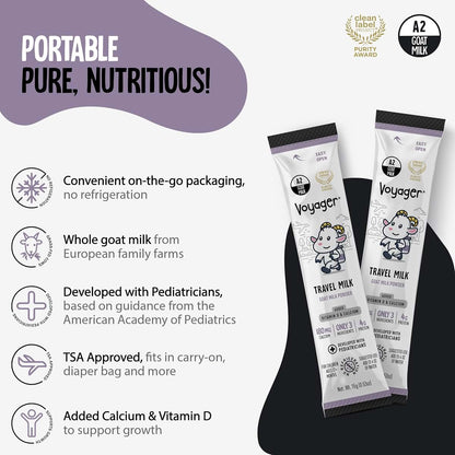 Voyager Milk Voyager Travel Goat Milk Powder for Toddlers, Kids, Adults - On-The-Go, Easy to Digest, Whole Powdered (photo 3)