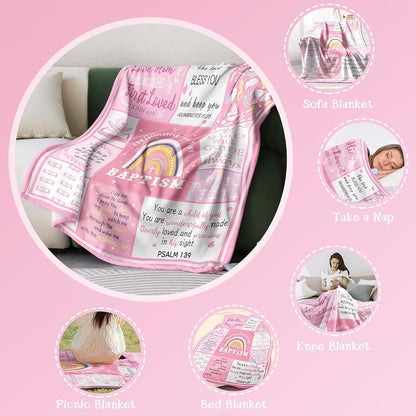 Kesidilo Baptismal Blanket for Girls | Pink Christening Gift Wrap