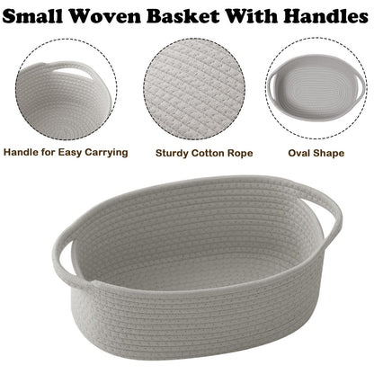 HZFTJOY Small Woven Rope Basket Grey