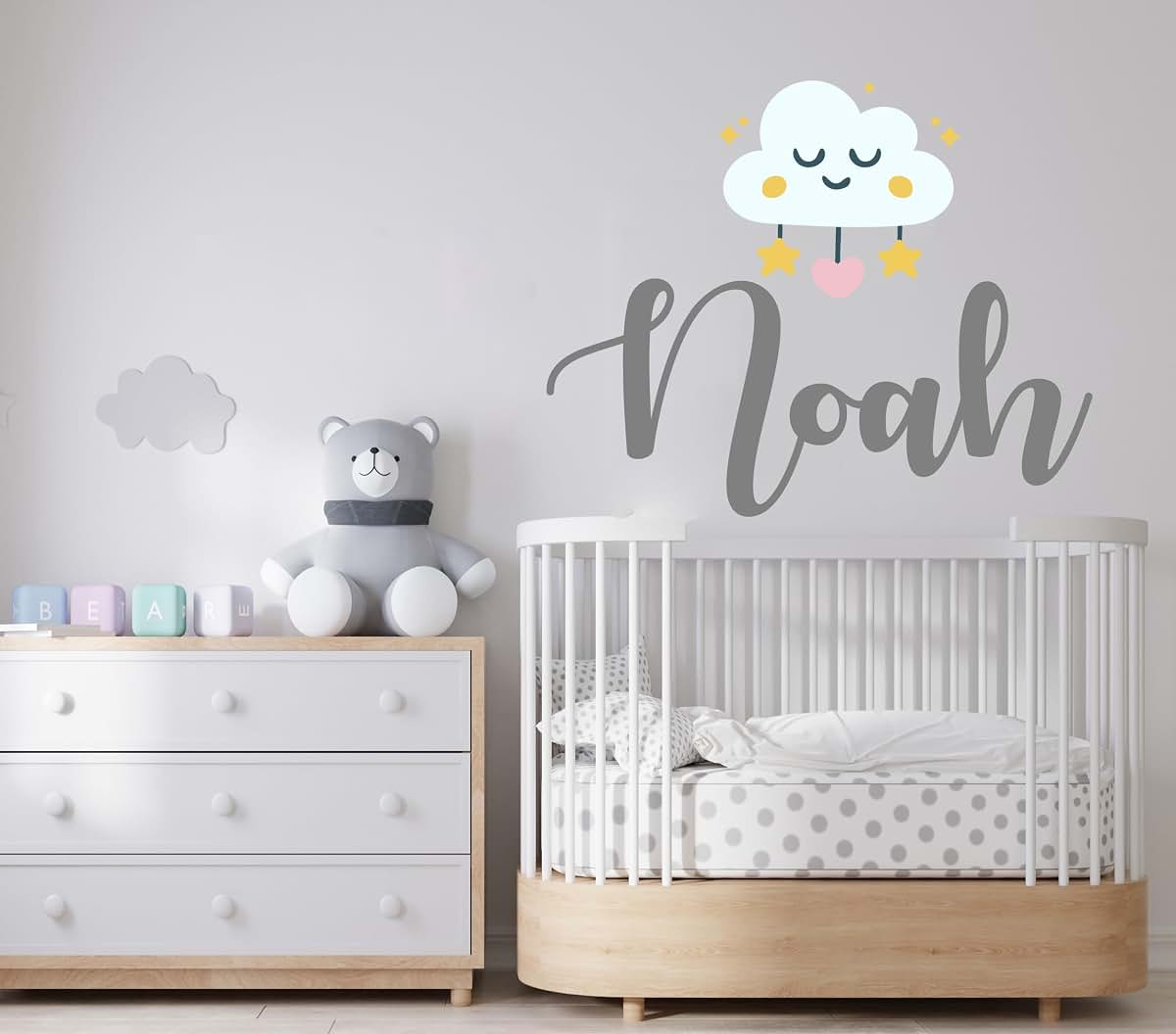 BabyOneStop Personalized Girl Name With Cloud And Stars Wall Decal