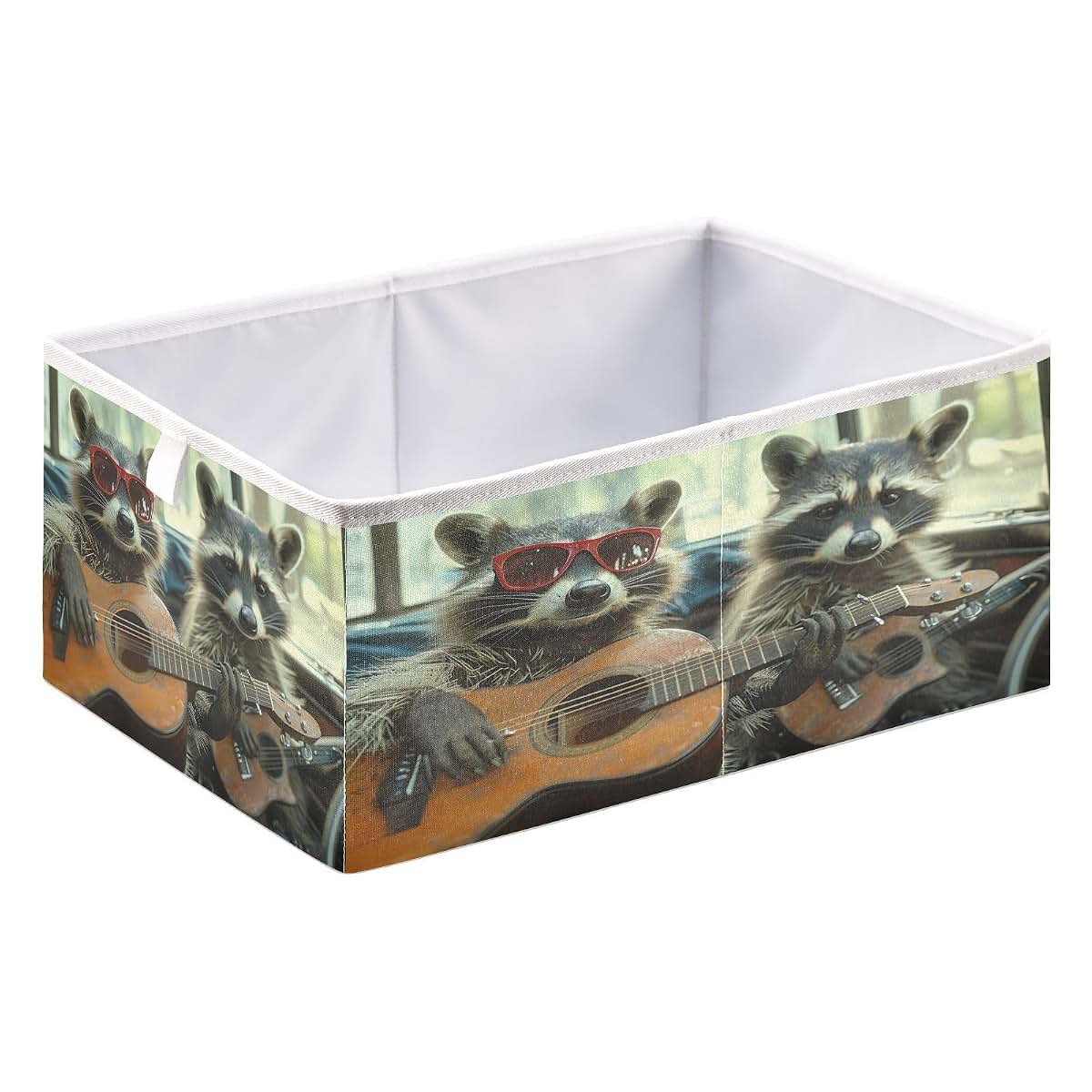 YETTASBIN Funny Raccoon Cube Storage Bin, Large Foldable Organizer for Nursery and Closet