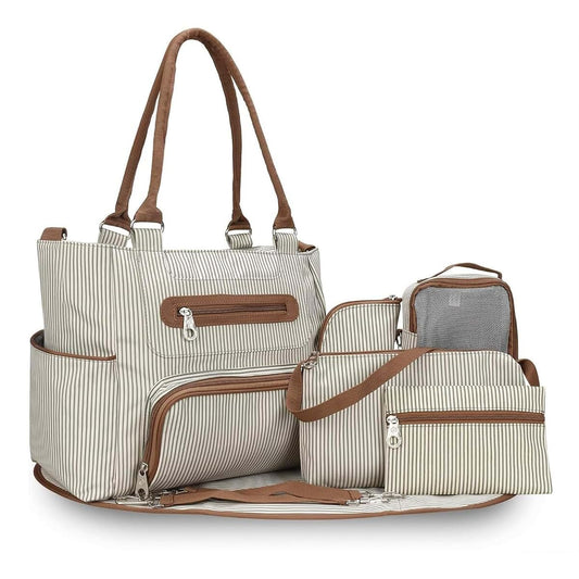 KOCASO 8-Piece Multifunctional Baby Diaper Bag Set, Khaki