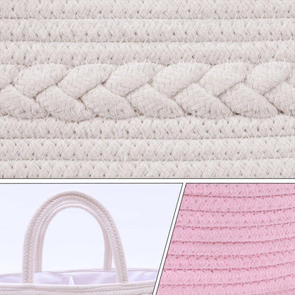 Conthfut Baby Diaper Caddy Organizer Pink Cotton Rope Nursery Storage Bin