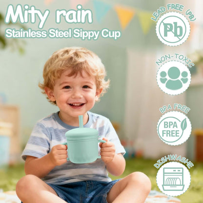 Mity rain Stainless Steel Sippy Cup Green
