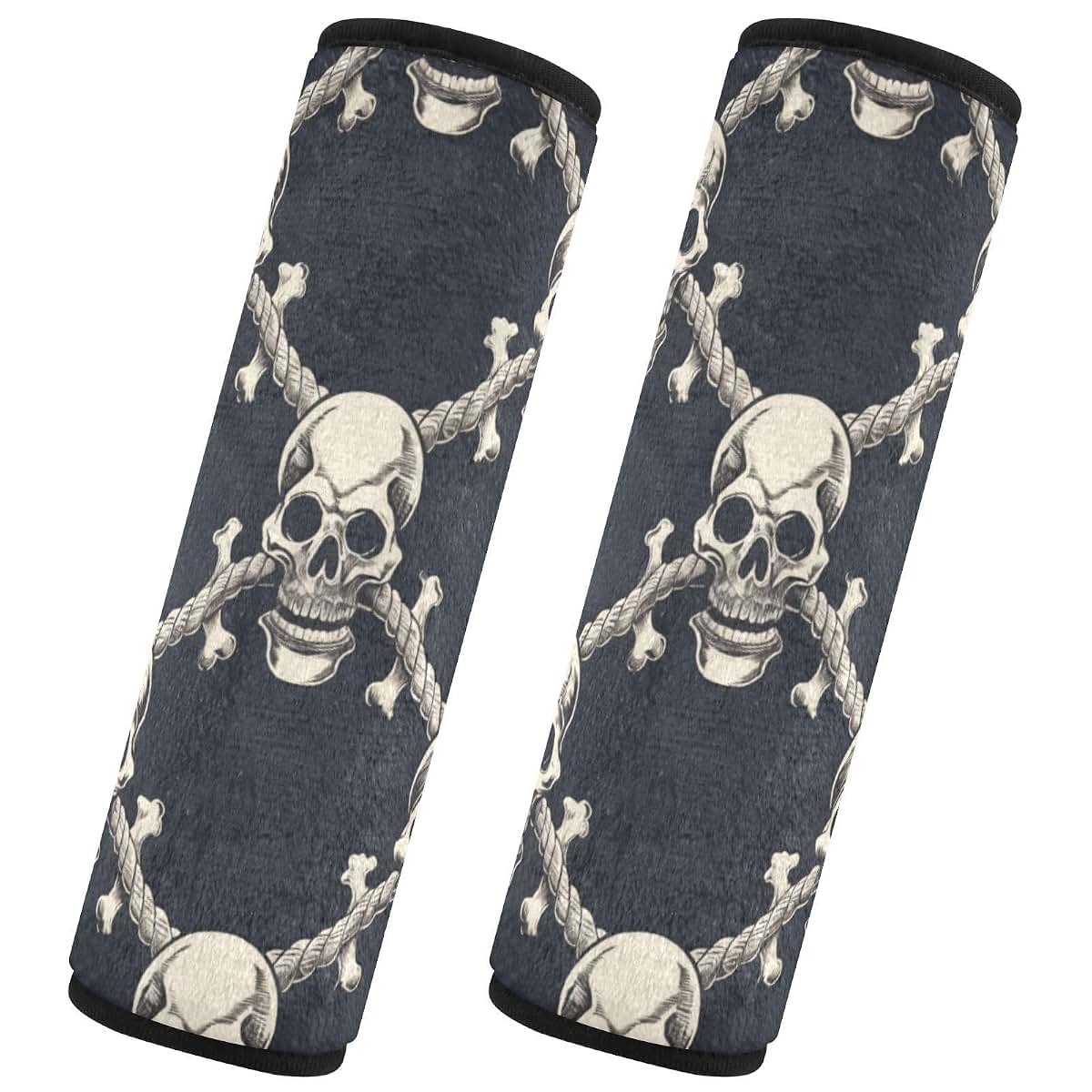 Vdsrup Seat Belt Covers 2 Pack Skull Crossbones Car Seat Strap Covers Flannelette Cotton