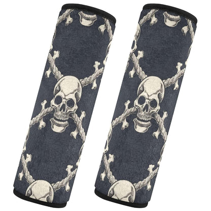 Vdsrup Seat Belt Covers 2 Pack Skull Crossbones Car Seat Strap Covers Flannelette Cotton