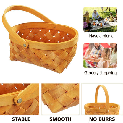BabyOneStop Natural Woven Wood Storage Basket with Folding Handles, 3 Sizes