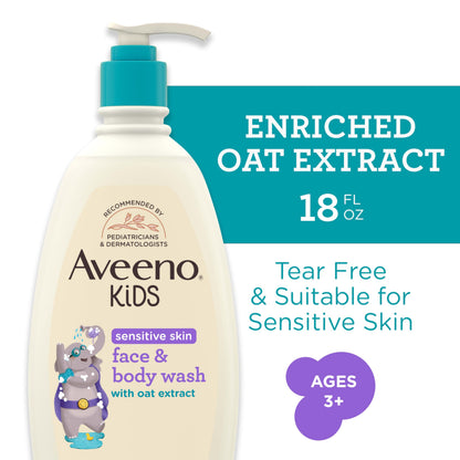 Aveeno Kids Sensitive Skin Face and Body Wash Oat Extract