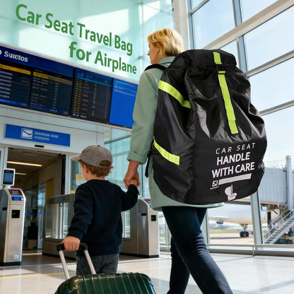 Guiseapue Car Seat Travel Bag for Airplane, Black Polyester Backpack