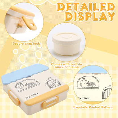 QINGQIUYUDA Airplane Snack Container, 4-Compartment Mini Snackle Box with Handle