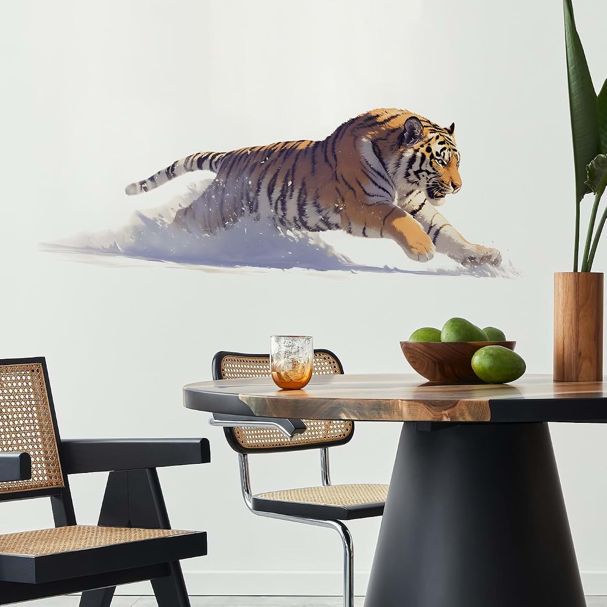 RoyoLam Jumping Tiger Wall Decal | Removable Vinyl Jungle Theme Wall Art