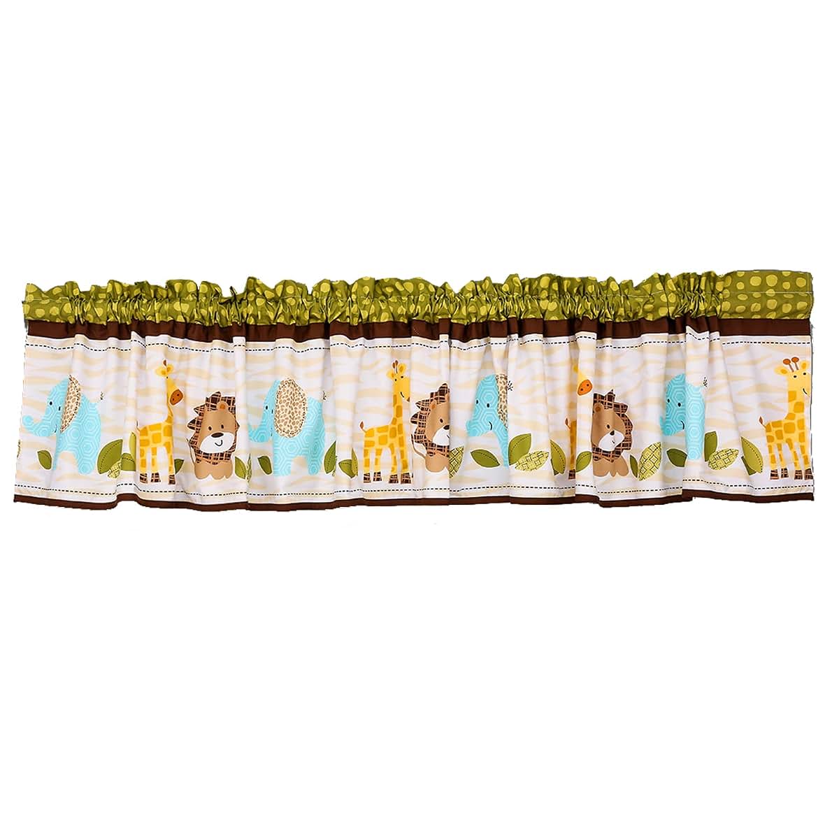 CribMATE Green Elephant Lion Giraffe Nursery Window Valance