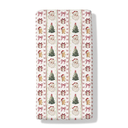 Cstdyfrv Vintage Santa Christmas Fitted Crib Sheets