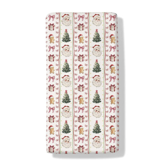 Cstdyfrv Vintage Santa Christmas Fitted Crib Sheets