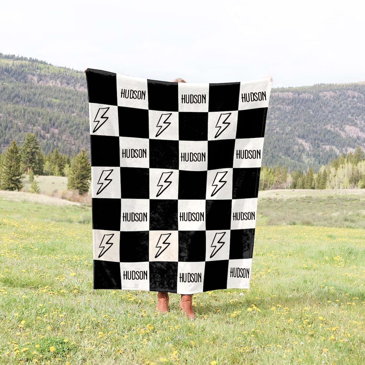 Bristow Personalized Name Blanket, Checkered Baby Blanket, Kids Blanket, Customized Blanket Throw, Christmas Birthday