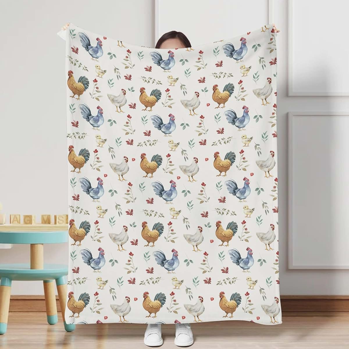 Kastlee Vintage Chicken Floral Baby Blanket
