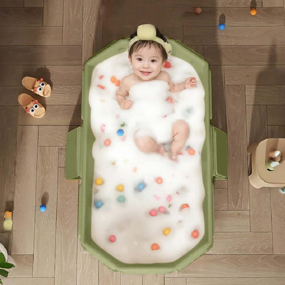 ECLIPSBACI Foldable Bathtub for Kids, Toddler Bath Tub with Drain Plug, Foldable Baby Shower Tub ，Portable Bathroom (photo 2)