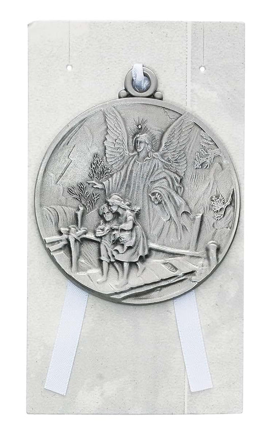 KeegansCatholicTreasures 1 X McVan Inc. Guardian Angel Crib Medal 2-3/4" Overall Length - Décor Gift Religious