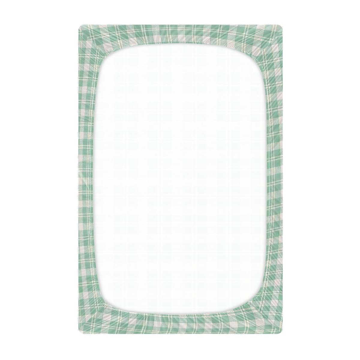 Jihqo Green Gingham Checkered Crib Sheets
