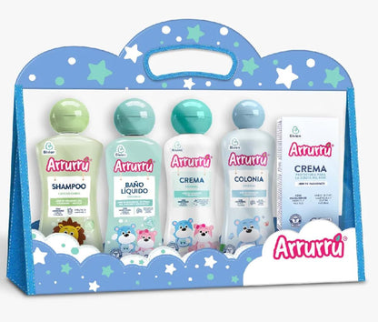 Arrurru naturals Arrurru Kit Abuelita Azul - Colonia Azul 220 ml - Shampoo Cabello Claro 220 ml - Baño Líquido 220 ml