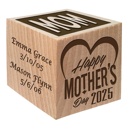 Glitzby Personalized Wooden Baby Block Custom Engraved Keepsake