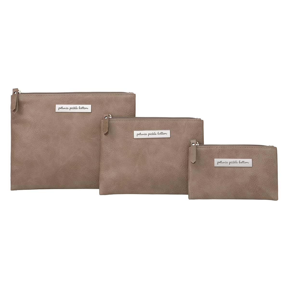 Petunia Pickle Bottom Organizer Trio Zip-Close Pouches 3 Sizes For Diaper Bag Stroller Travel Mink