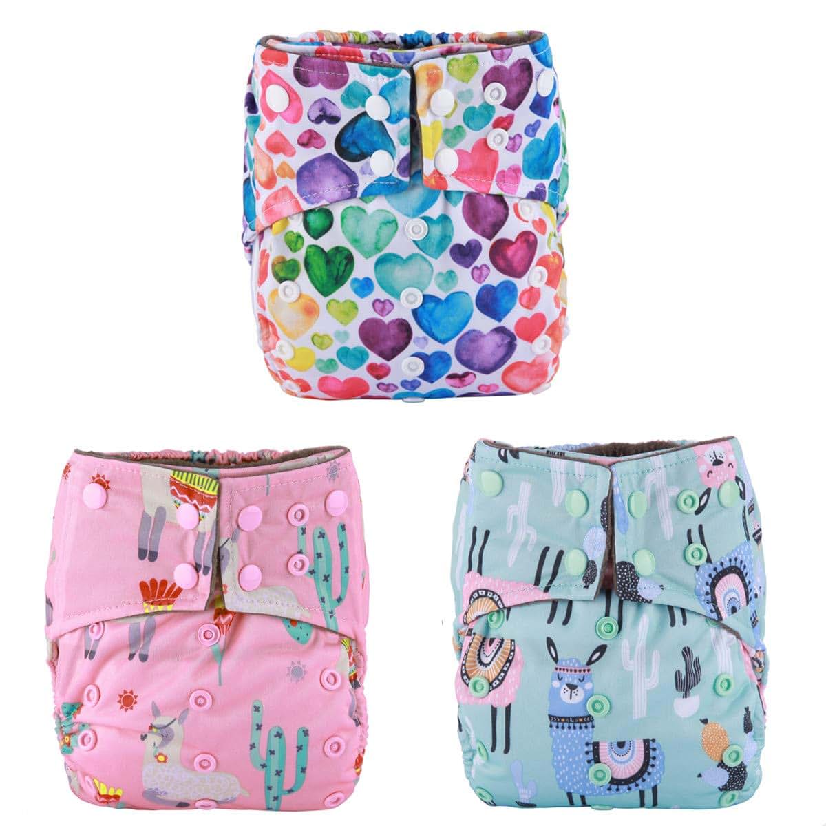 Sigzagor All In One Cloth Diapers Nappies for Night, Reusable Washable