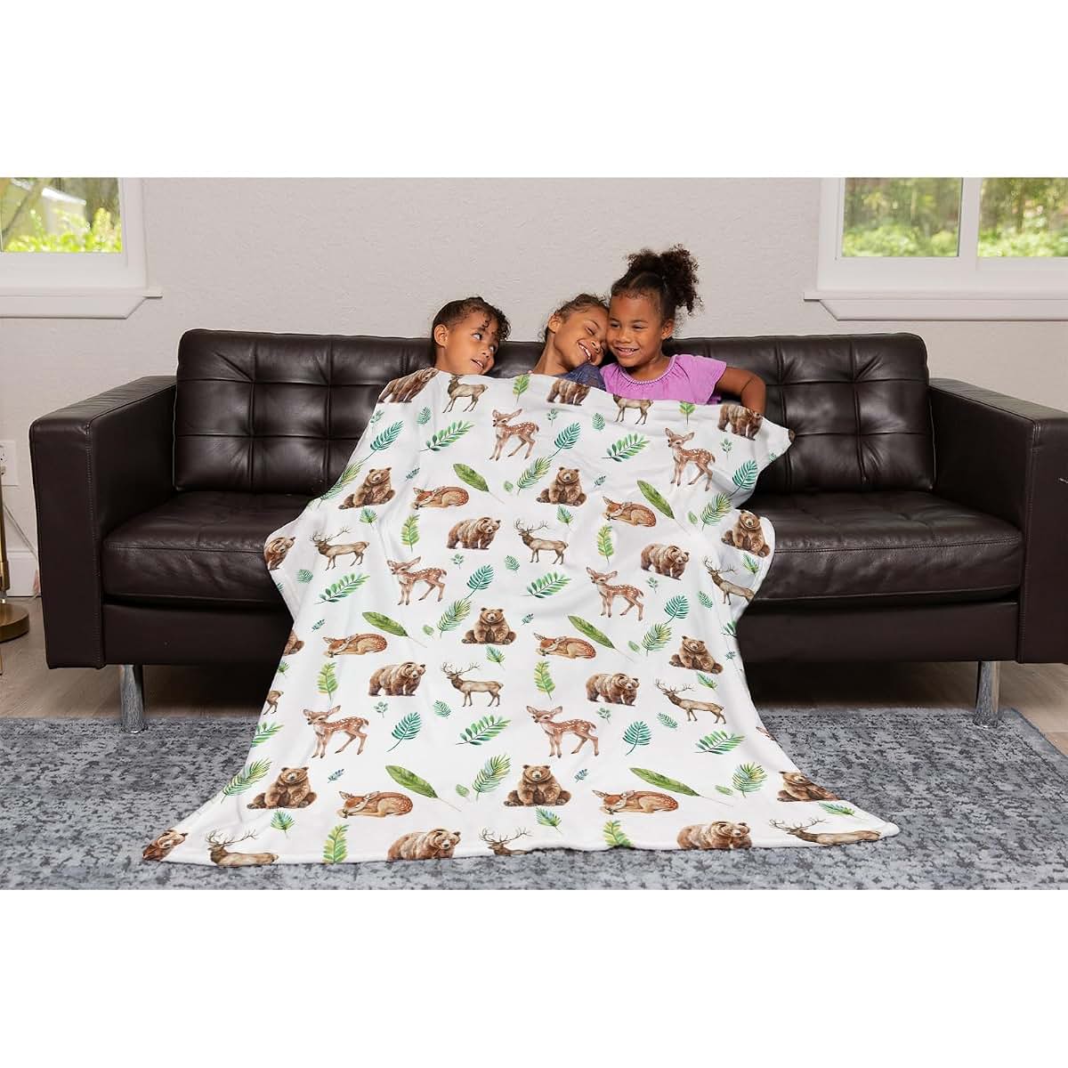 SqtmuHLuo Animal Baby Blanket Boys Gift Bear Deer Flannel Plush Nursery Bed Blanket Newborn Swaddling Blankets Infant