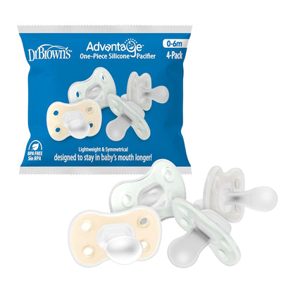 Dr. Brown's Advantage One-Piece Silicone Pacifier for Babies 4-Pack