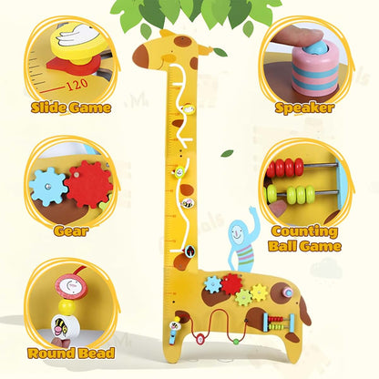 Brownroot Wooden Giraffe Growth Chart with 5-in-1 Sensory Activities